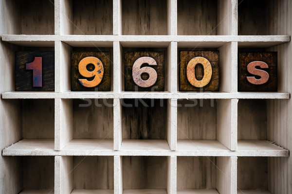 1960 houten type trekken woord Stockfoto © enterlinedesign