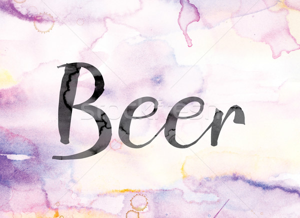 Beer Colorful Watercolor and Ink Word Art Stock photo © enterlinedesign