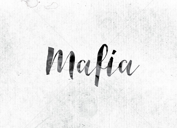 мафия окрашенный чернила слово акварель белый Сток-фото © enterlinedesign