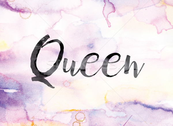 Queen Colorful Watercolor and Ink Word Art Stock photo © enterlinedesign