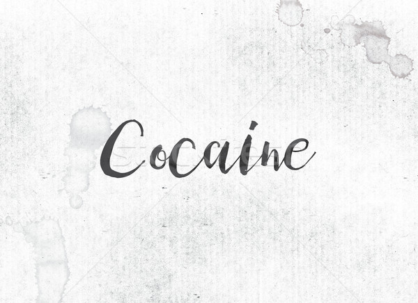 Kokain gemalt Tinte Wort schwarz Wasserfarbe Stock foto © enterlinedesign