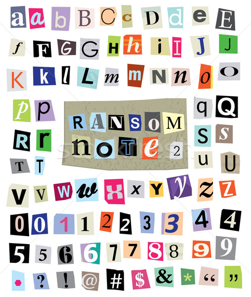 Vector Ransom Note #1- Cut Paper Letters, Numbers, Symbols Stock photo © enterlinedesign