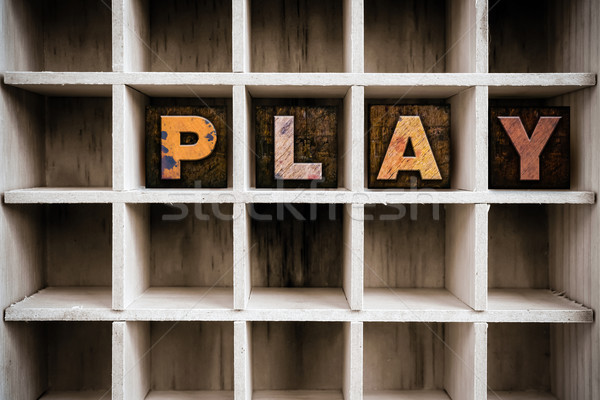 Stock foto: Spielen · Holz · Buchdruck · Typ · Schublade · Wort