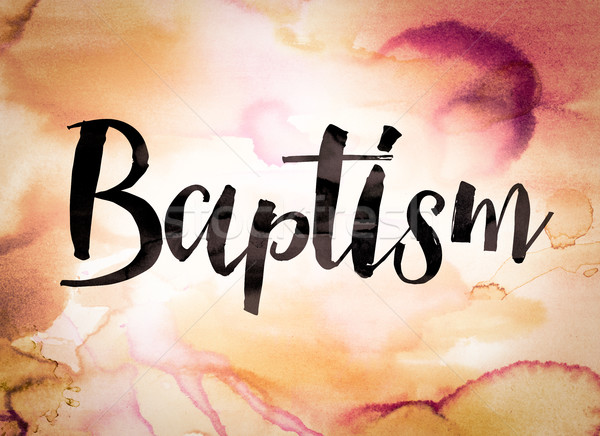 Batismo aquarela palavra escrito preto pintar Foto stock © enterlinedesign