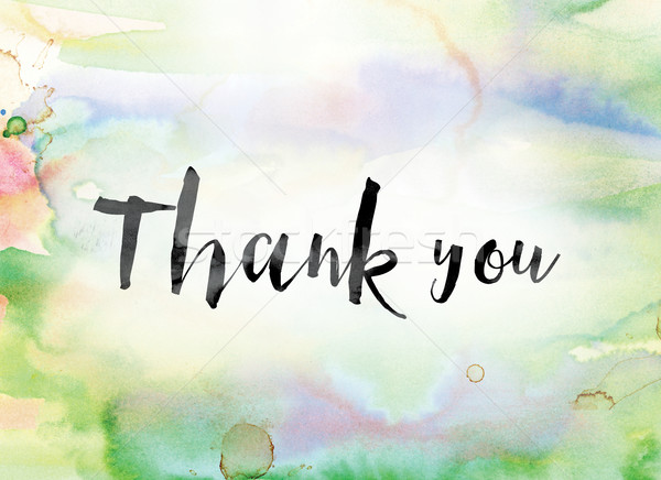 Thank you Colorful Watercolor and Ink Word Art Stock photo © enterlinedesign
