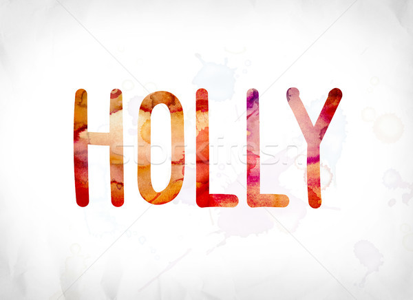 Holly Concept Painted Watercolor Word Art Stock photo © enterlinedesign