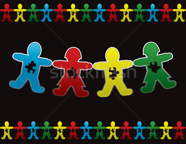 Copil autism hârtie păpuşă copii proiect Imagine de stoc © enterlinedesign