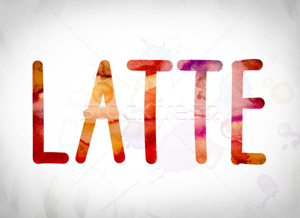 Latte Concept Watercolor Word Art Stock photo © enterlinedesign