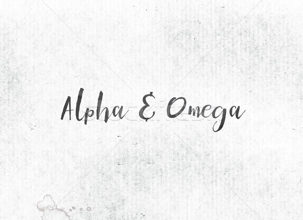 Alpha gemalt Tinte Wort Worte Omega Stock foto © enterlinedesign