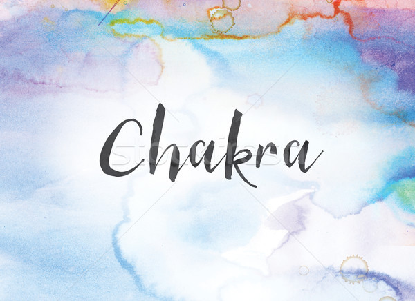 Foto stock: Chakra · acuarela · tinta · pintura · palabra · escrito