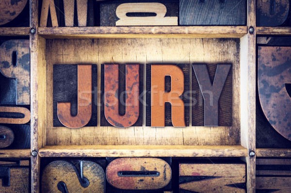 Jury Buchdruck Typ Wort geschrieben Jahrgang Stock foto © enterlinedesign