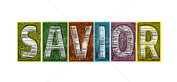 Sauveur écrit vintage type mot coloré Photo stock © enterlinedesign