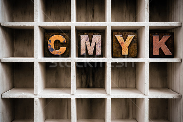 CMYK Concept Wooden Letterpress Type in Draw Stock photo © enterlinedesign