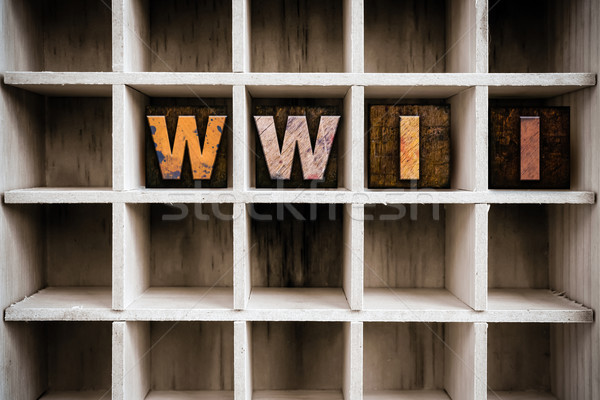 WWII Concept Wooden Letterpress Type in Drawer Stock photo © enterlinedesign