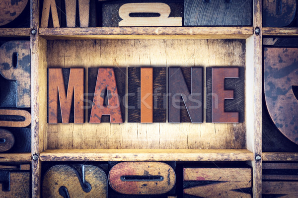 Maine tipo parola scritto vintage Foto d'archivio © enterlinedesign