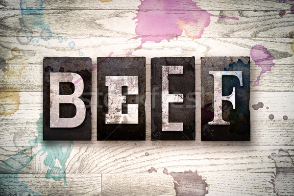 Beef Concept Metal Letterpress Type Stock photo © enterlinedesign