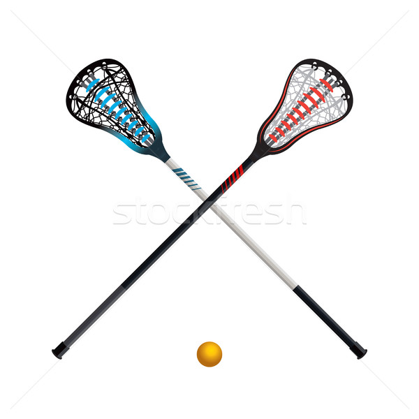 Isolado lacrosse bola conjunto amarelo branco Foto stock © enterlinedesign