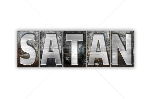 Satan geïsoleerd metaal type woord Stockfoto © enterlinedesign