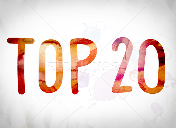 Felső 20 vízfesték szó művészet írott Stock fotó © enterlinedesign
