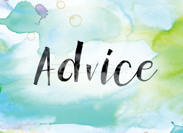 Advice Colorful Watercolor and Ink Word Art Stock photo © enterlinedesign