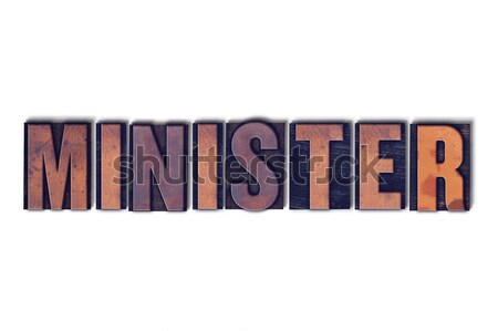 Minister isoliert Buchdruck Wort geschrieben Jahrgang Stock foto © enterlinedesign