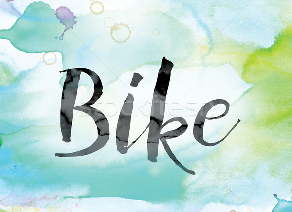 Bike Colorful Watercolor and Ink Word Art Stock photo © enterlinedesign