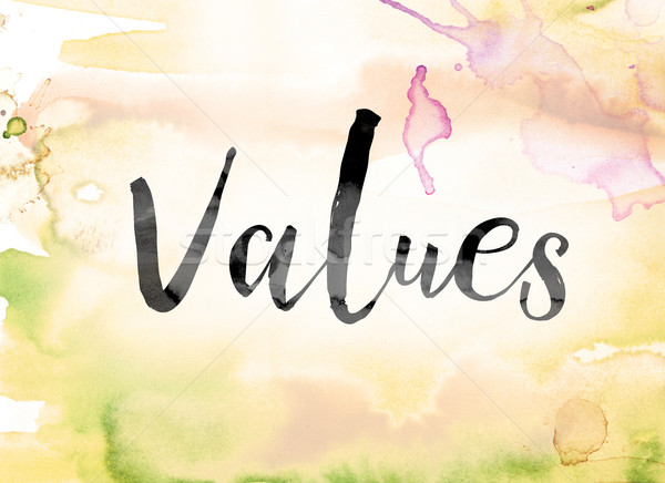 Values Colorful Watercolor and Ink Word Art Stock photo © enterlinedesign