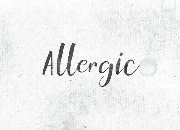 Allergique peint encre mot noir couleur pour aquarelle Photo stock © enterlinedesign
