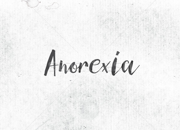 Anorexia festett tinta szó fekete vízfesték Stock fotó © enterlinedesign