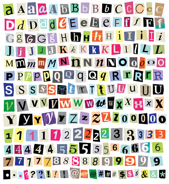 Vector Ransom Note- Cut Paper Letters, Numbers, Symbols Stock photo © enterlinedesign