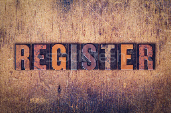 Register Concept Wooden Letterpress Type Stock photo © enterlinedesign