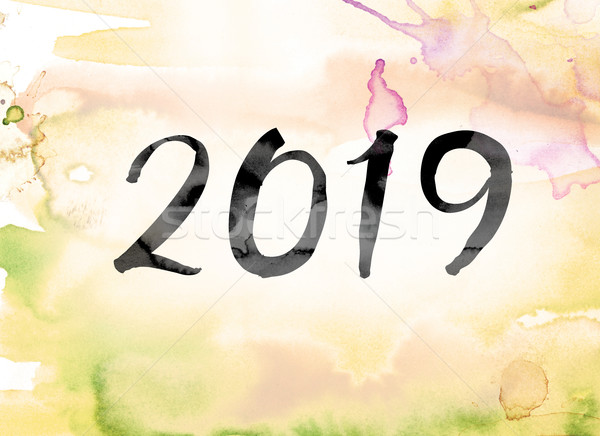 2019 Colorful Watercolor and Ink Word Art Stock photo © enterlinedesign
