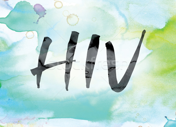 HIV Colorful Watercolor and Ink Word Art Stock photo © enterlinedesign