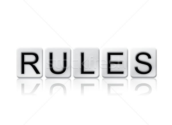 Regeln isoliert gefliesten Briefe Wort geschrieben Stock foto © enterlinedesign