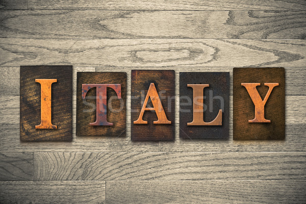 Italia legno parola scritto vintage Foto d'archivio © enterlinedesign
