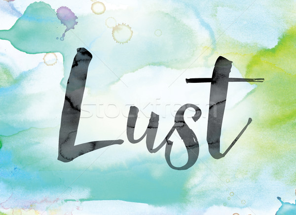 Lust Colorful Watercolor and Ink Word Art Stock photo © enterlinedesign