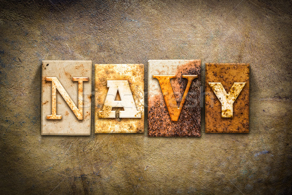 Navy Concept Letterpress Leather Theme Stock photo © enterlinedesign
