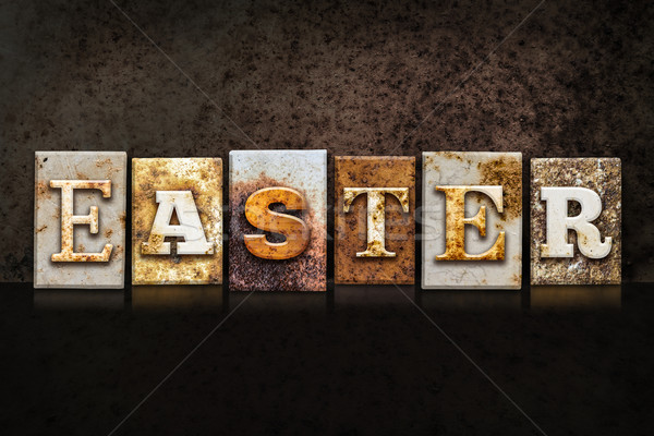 Easter Letterpress Concept on Dark Background Stock photo © enterlinedesign