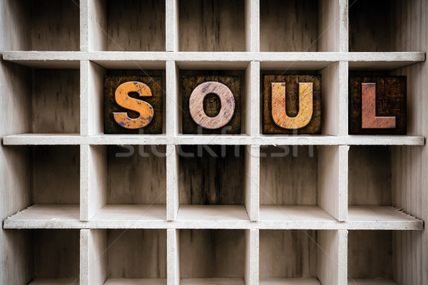 Soul Concept Wooden Letterpress Type in Drawer Stock photo © enterlinedesign