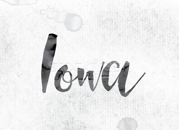 Iowa pintado tinta palabra acuarela blanco Foto stock © enterlinedesign