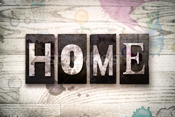 Home Concept Metal Letterpress Type Stock photo © enterlinedesign