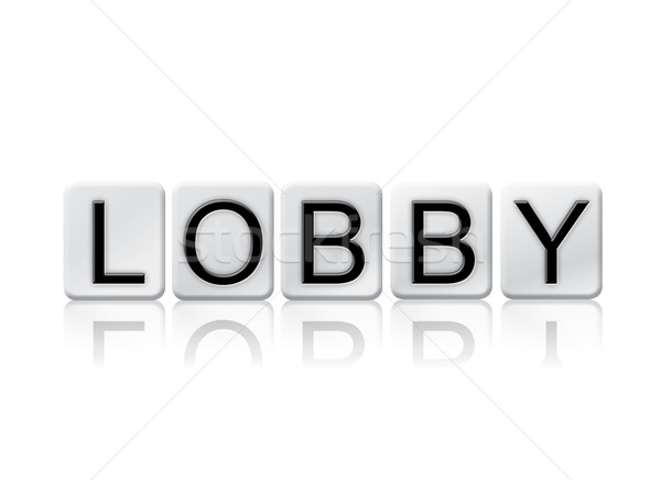 Lobby isolé carrelage lettres mot écrit Photo stock © enterlinedesign