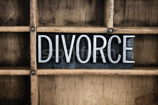 Divorce Concept Metal Letterpress Word in Drawer Stock photo © enterlinedesign