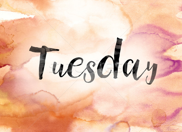 Tuesday Colorful Watercolor and Ink Word Art Stock photo © enterlinedesign