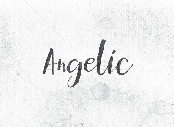 Angelica verniciato inchiostro parola nero acquerello Foto d'archivio © enterlinedesign