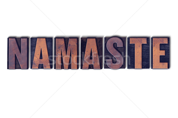 Namaste geïsoleerd woord geschreven vintage Stockfoto © enterlinedesign