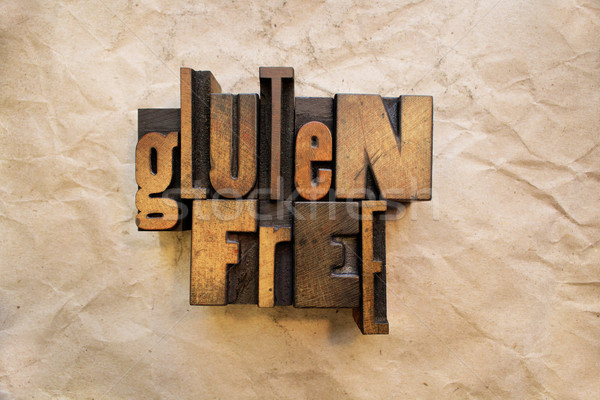 Fara gluten cuvinte scris epocă lemn Imagine de stoc © enterlinedesign