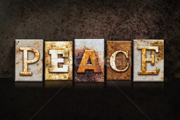 Peace Letterpress Concept on Dark Background Stock photo © enterlinedesign