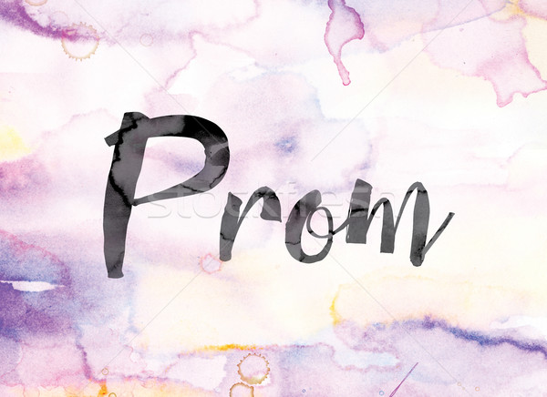 Prom Colorful Watercolor and Ink Word Art Stock photo © enterlinedesign