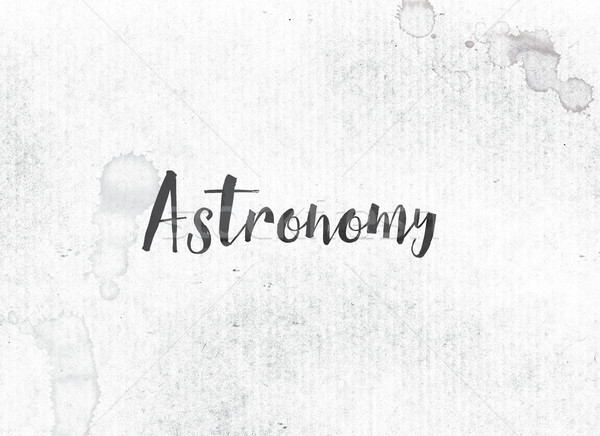 Astronomia pintado nosso palavra preto aquarela Foto stock © enterlinedesign